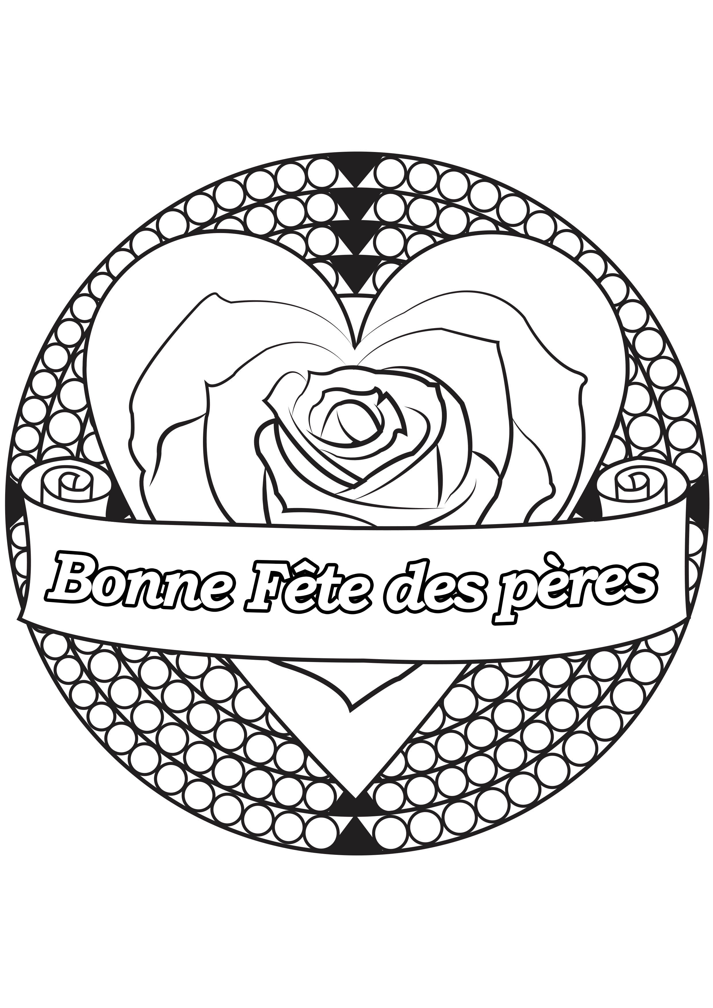 Coloriage spécial Fête des pères : Coeur & rose - 2, Artiste : Allan