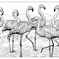 Coloriages de Flamants roses à imprimer pour adultes