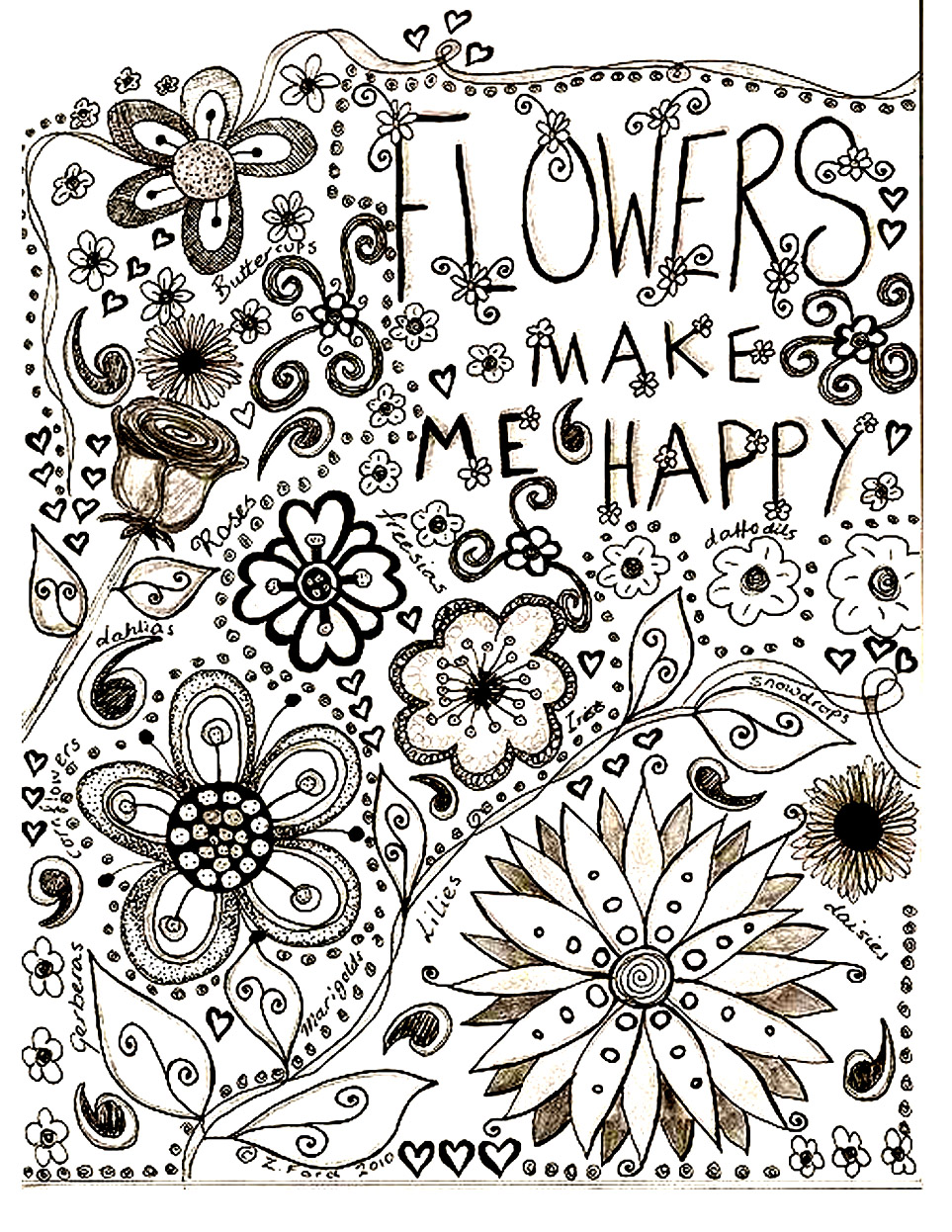 coloriage adulte dessin fleurs free to print