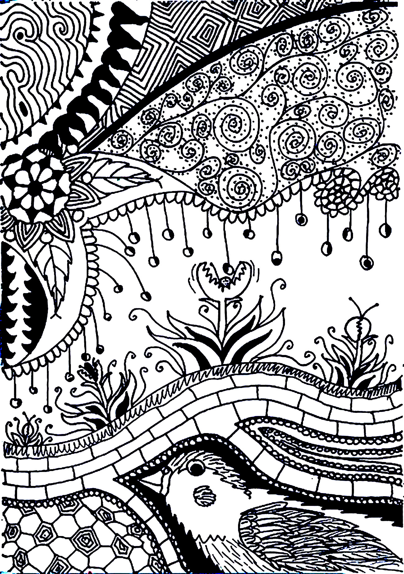 Coloriage de Fleurs et végétation : Fleur carnivore Coloriage de Fleurs et végétation à imprimer pour adultes : Fleur carnivore