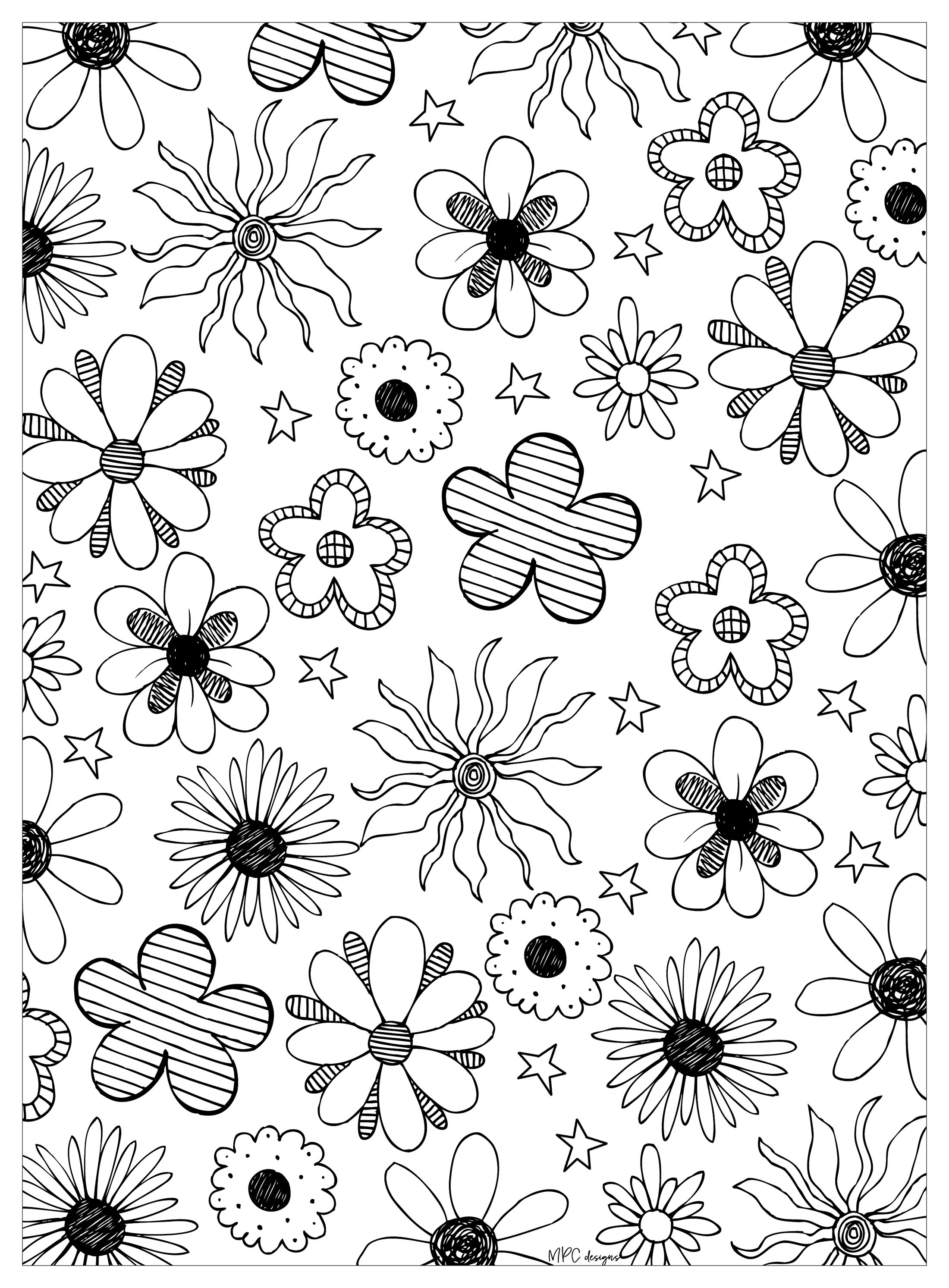 Fleurs Mpc Design Coloriages Fleurs Et Végétation Difficiles Pour