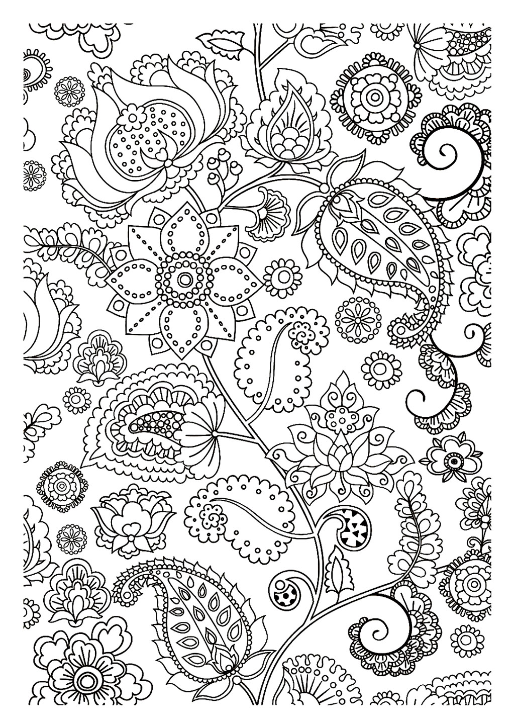 Joli coloriage adulte de fleurs étranges permettant de vous laisser rêver tout en coloriant