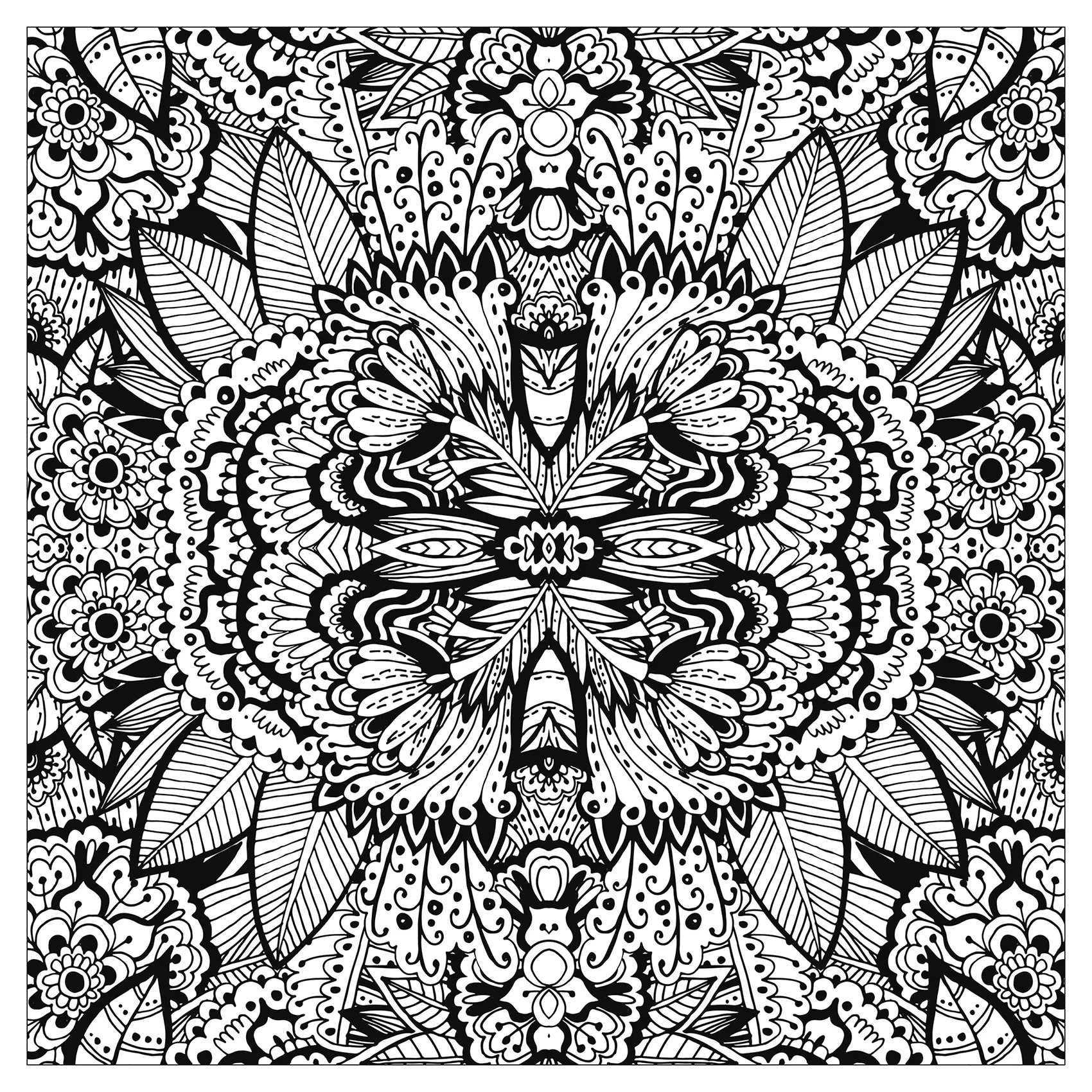 Tapis de fleurs tres complexe carre par valeriia lelanina (Coloriage de Fleurs et végétation à imprimer pour adultes)