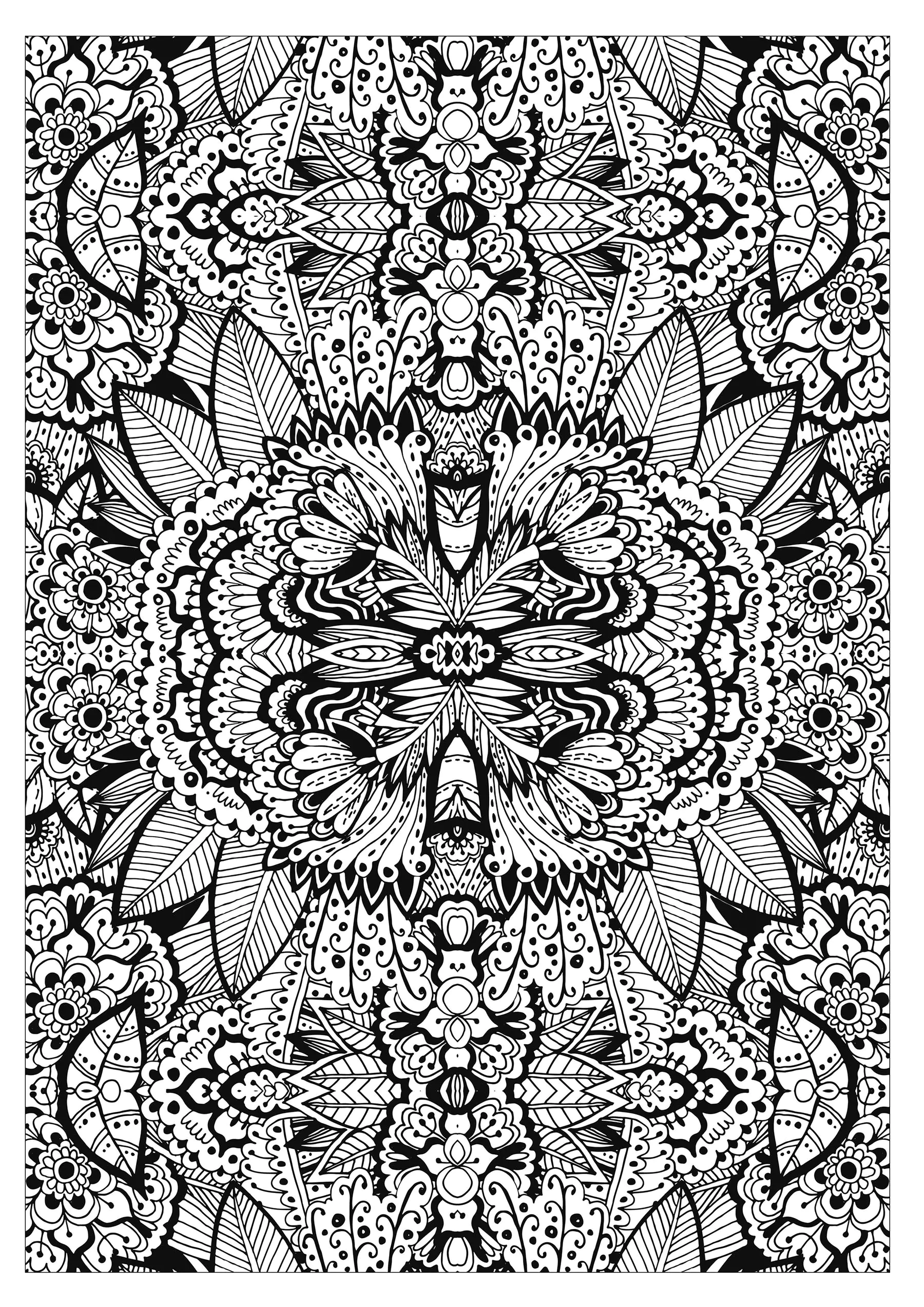 Tapis de fleurs tres complexe par valeriia lelanina (Coloriage de Fleurs et végétation à imprimer pour adultes)
