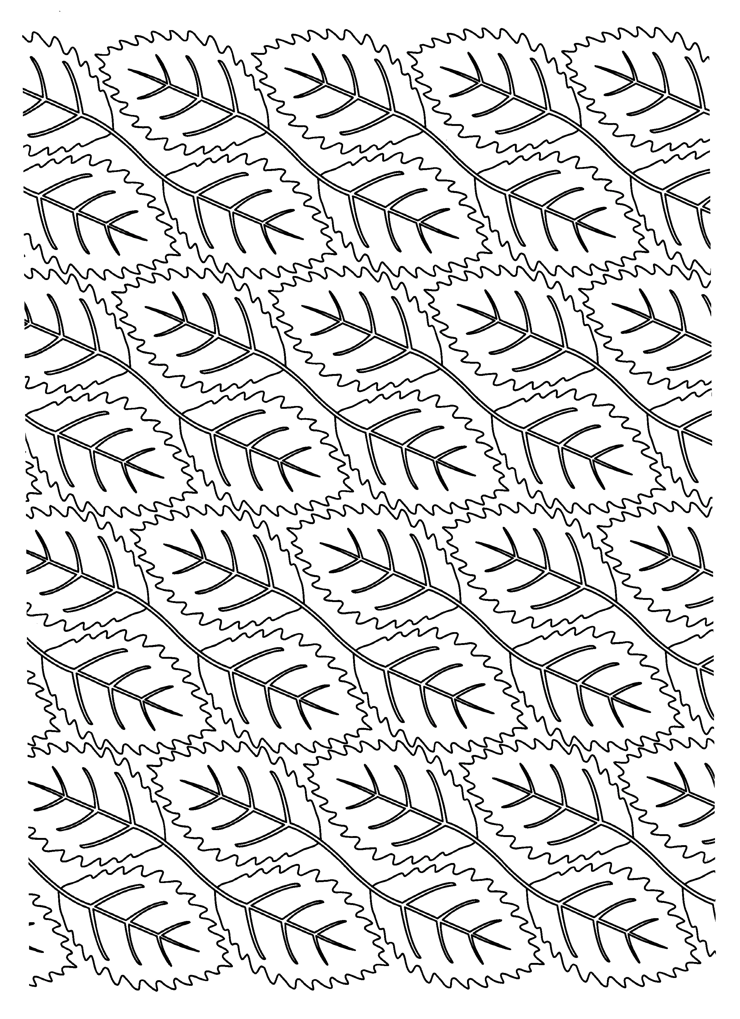 Jolies feuilles (Coloriage de valentin à imprimer pour adultes)