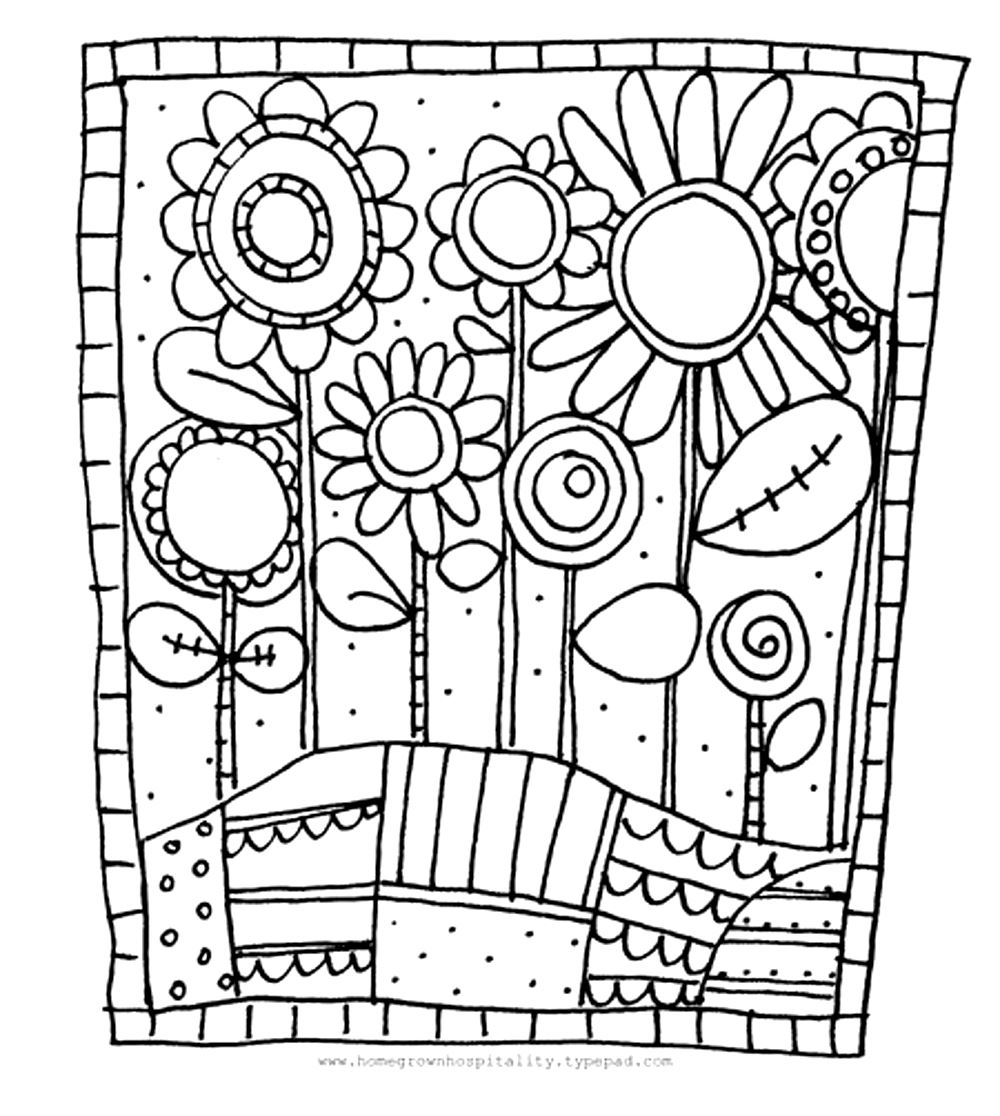 coloriage simple fleurs