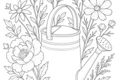L'arrosoir du jardin (Coloriage de Fleurs et végétation)