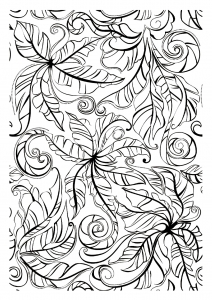 Feuilles ou Papillons ? Un dessin troublant, à vous de le colorier pour choisir ce qu'il représente (Coloriage de Fleurs et végétation)