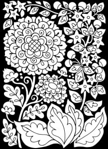 coloriage-adulte-fleurs-fond-noir (Coloriage de valentin)