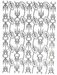 Jolis scarabées et feuilles (Coloriage de Fleurs et végétation)