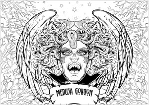 Coloriage de Grêce antique & Mythologie grecque à imprimer pour adultes : Médusa Gorgone