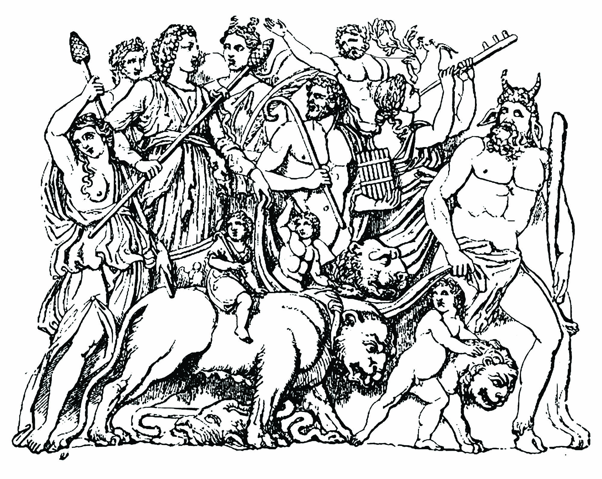 Dionysus sur le dos d'un tigre. (Sir William Smith, A Smaller Classical Dictionary of Biography, Mythology, and Geography (1898))