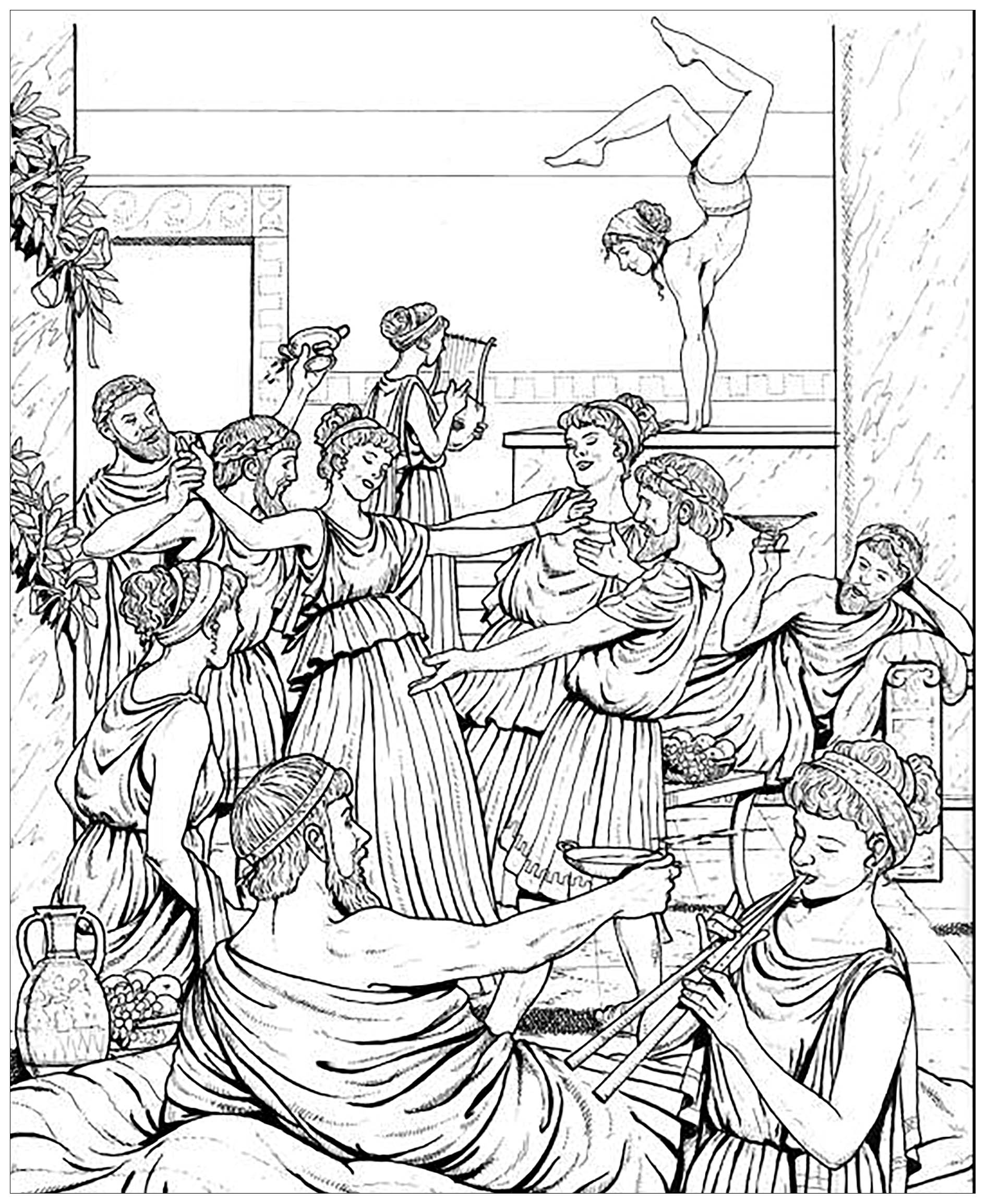 Coloriage provenant du livre 'La vie dans la Grèce Antique'