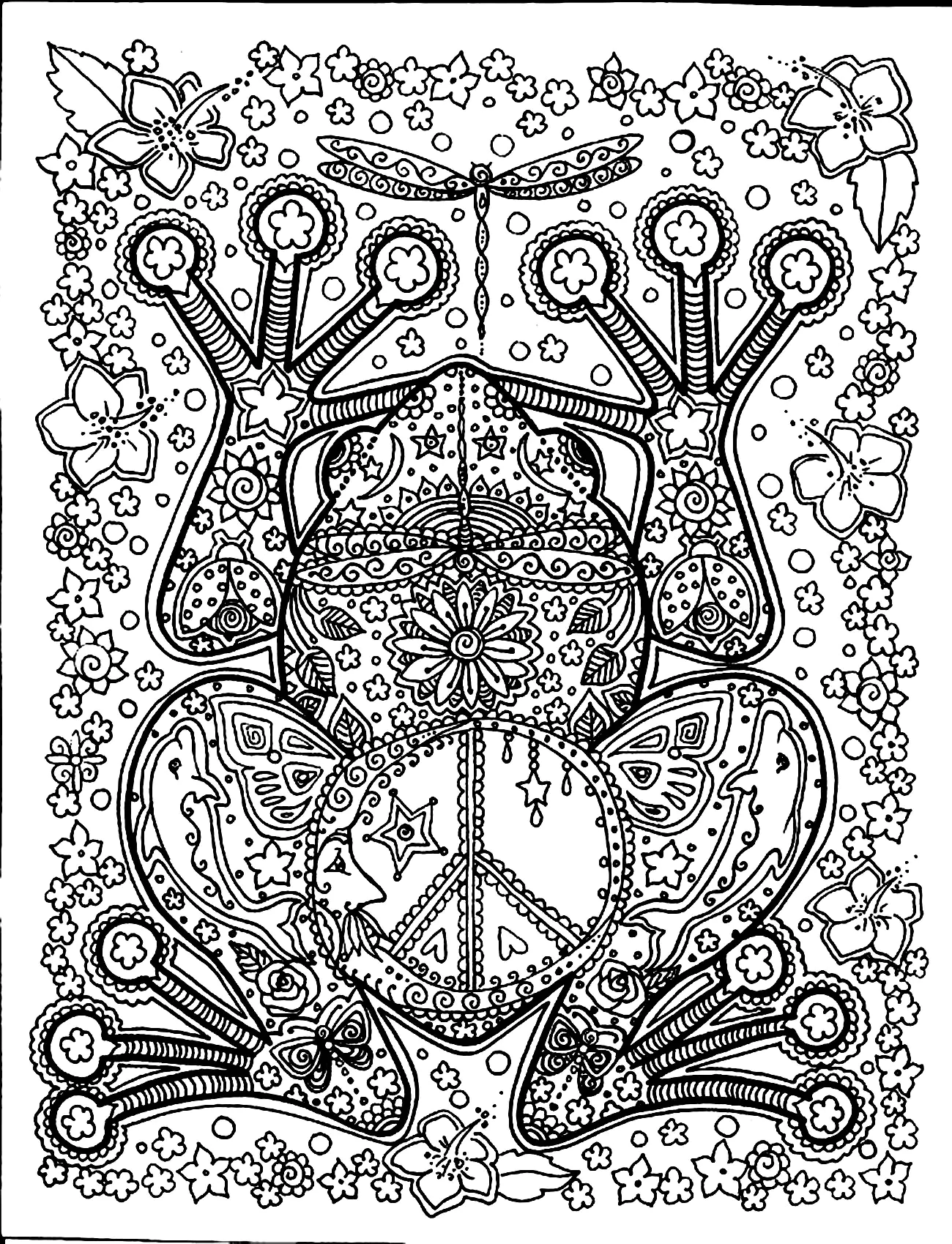 Animaux grosse grenouille (Coloriage à imprimer pour adultes)