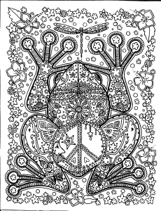 Coloriage adulte animaux grosse grenouille