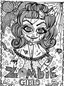 Coloriage halloween fille zombie