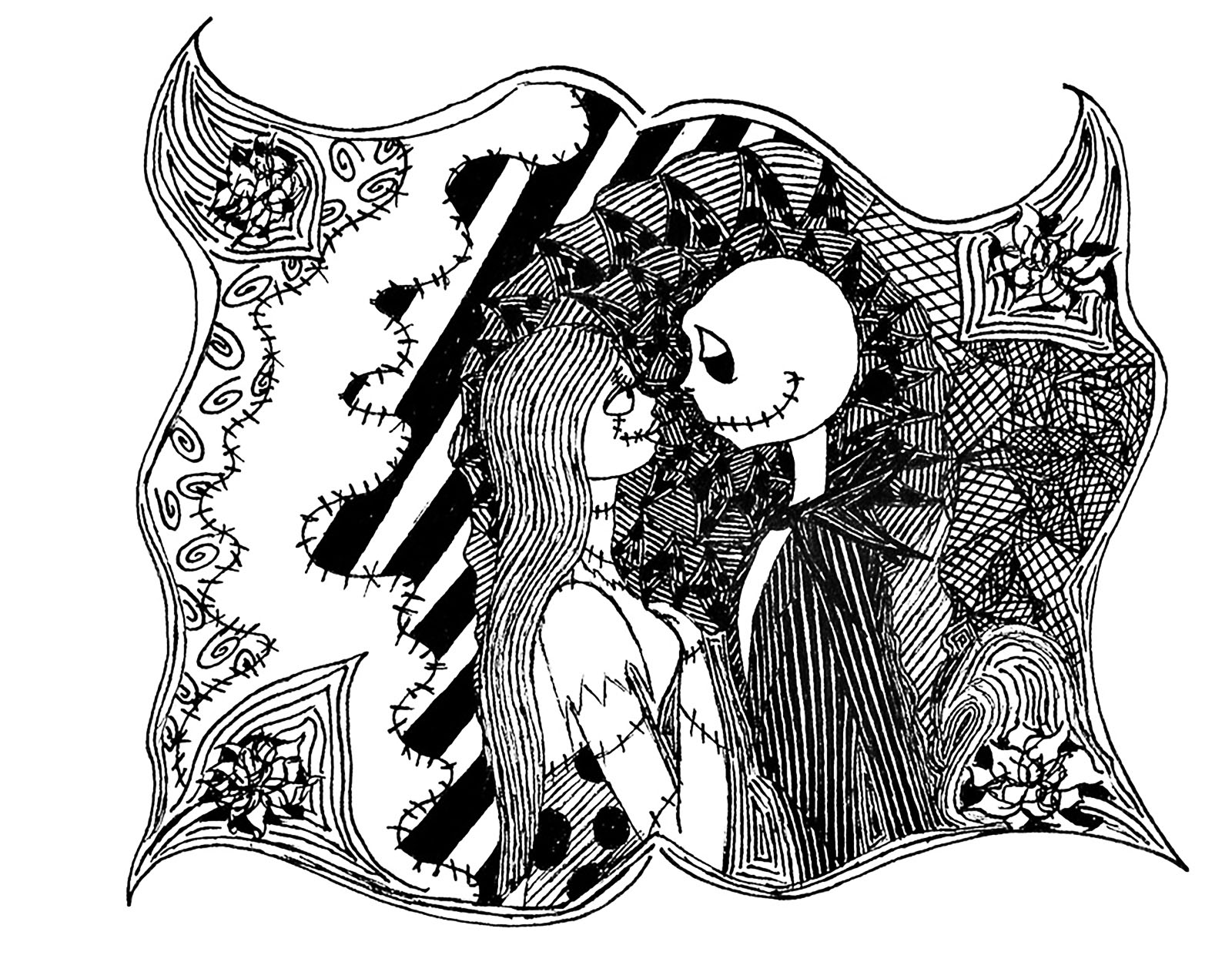 Un dessin   colorié inspiré de l étrange No l de Mr Jack de Tim Burton