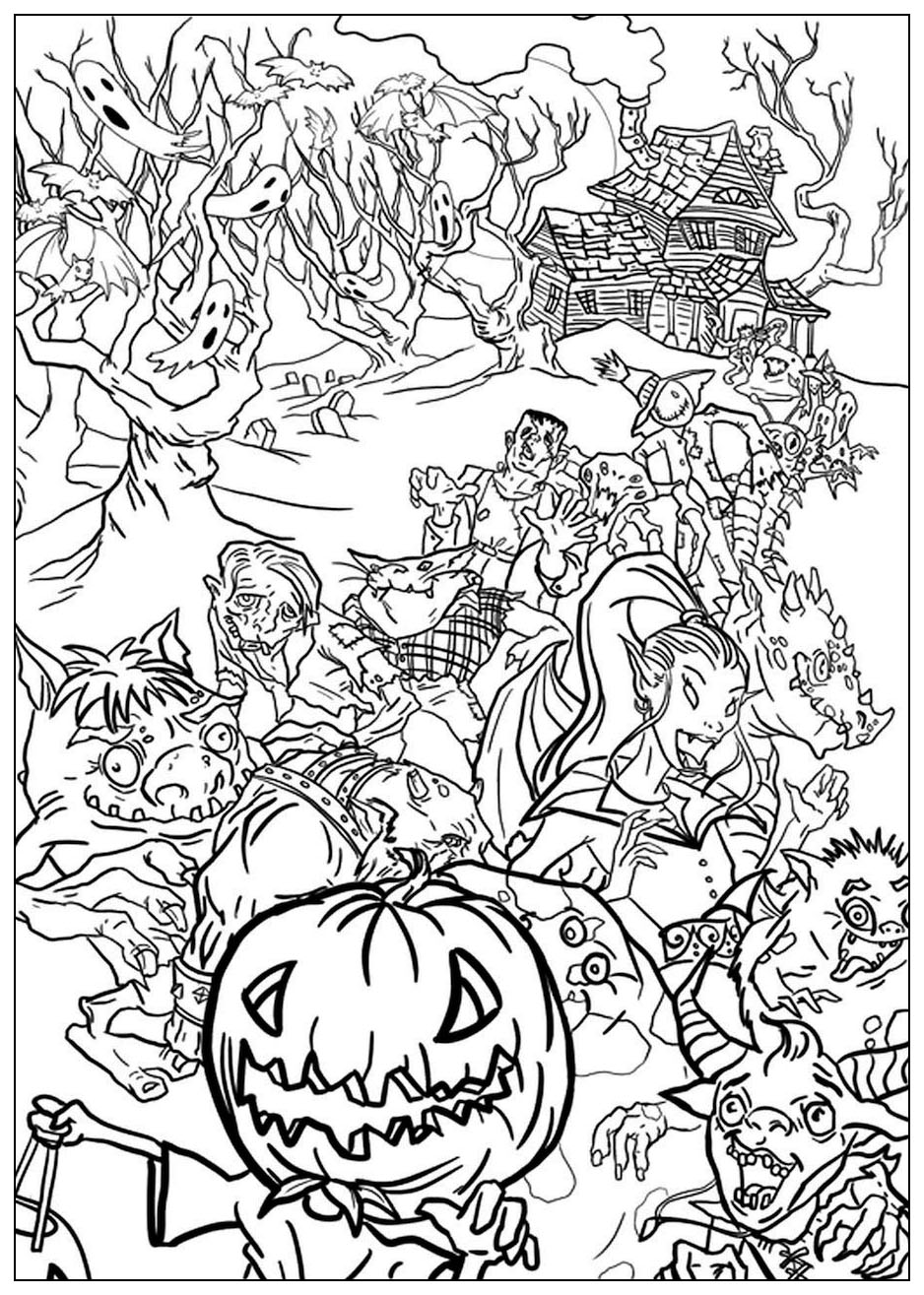 coloriage halloween monstres free to print