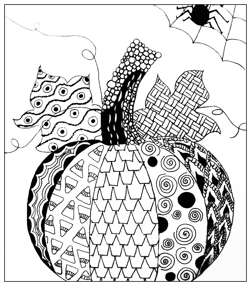 Simple dessin d'Halloween, aux motifs Zentangle simples