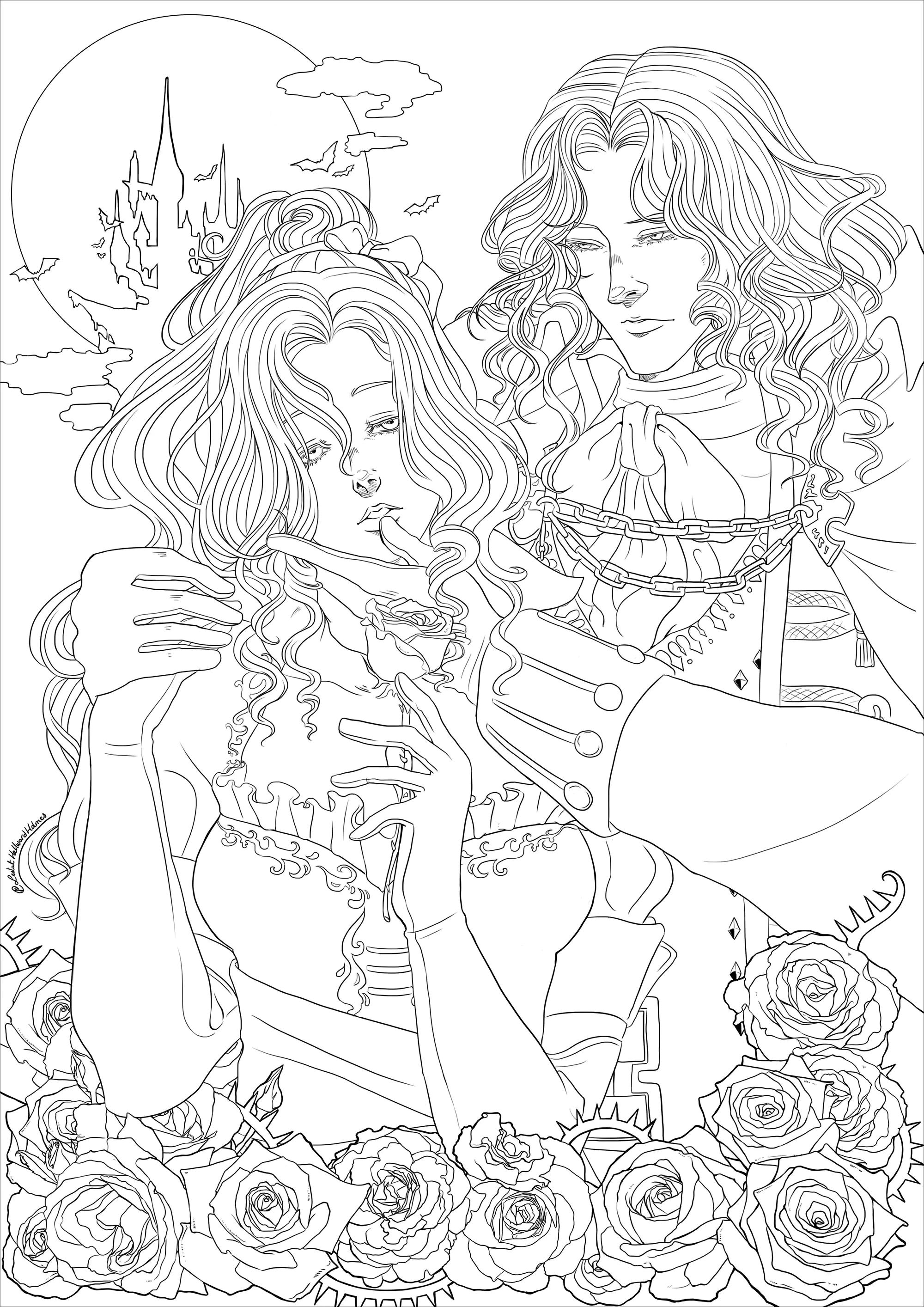 Alucard et Maria (Coloriage de Lestat Hallward Holmes à imprimer pour adultes)