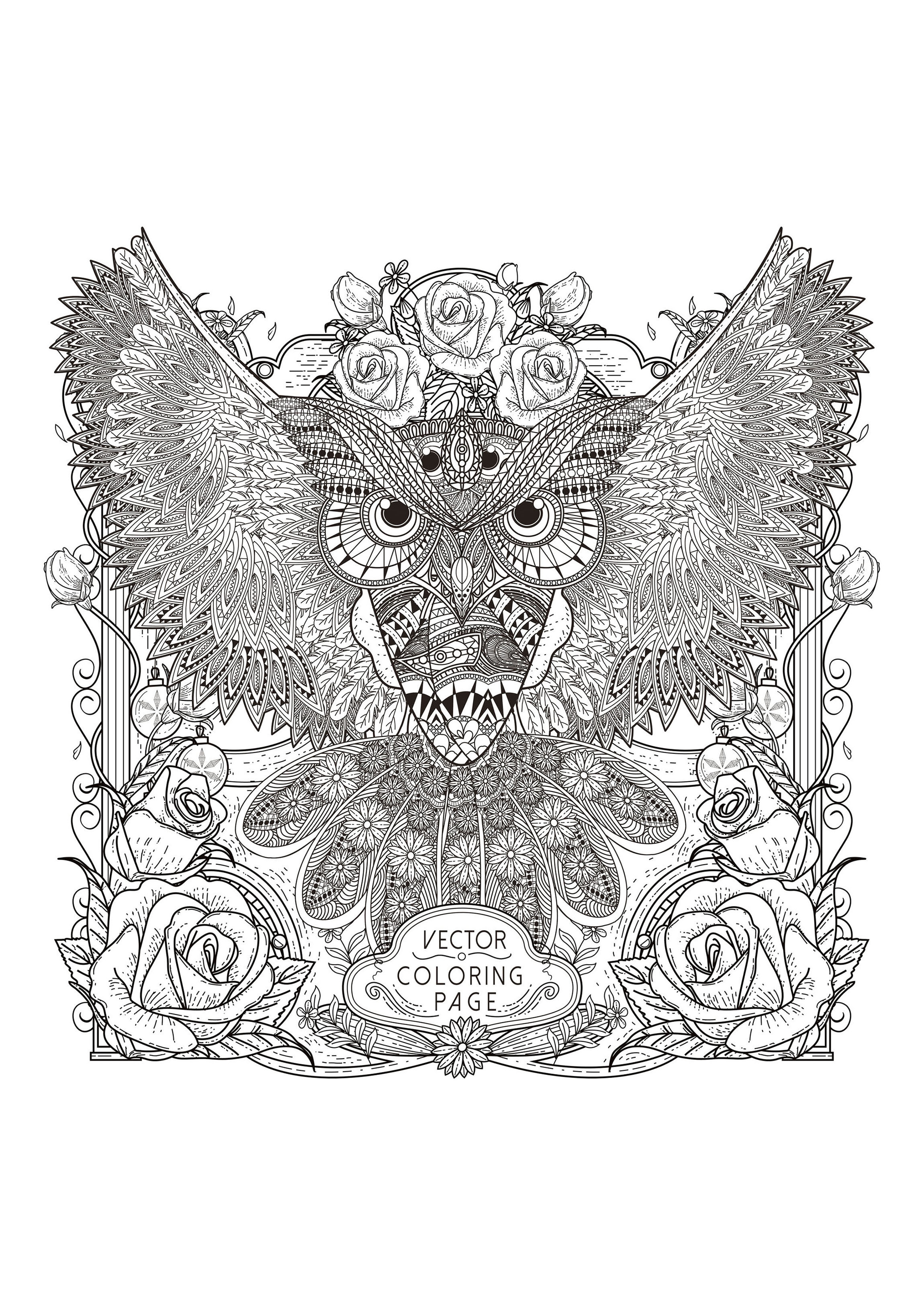 Hibou avec motifs complexes - Hiboux - Coloriages ... Hibou avec motifs complexes - Hiboux - Coloriages ...