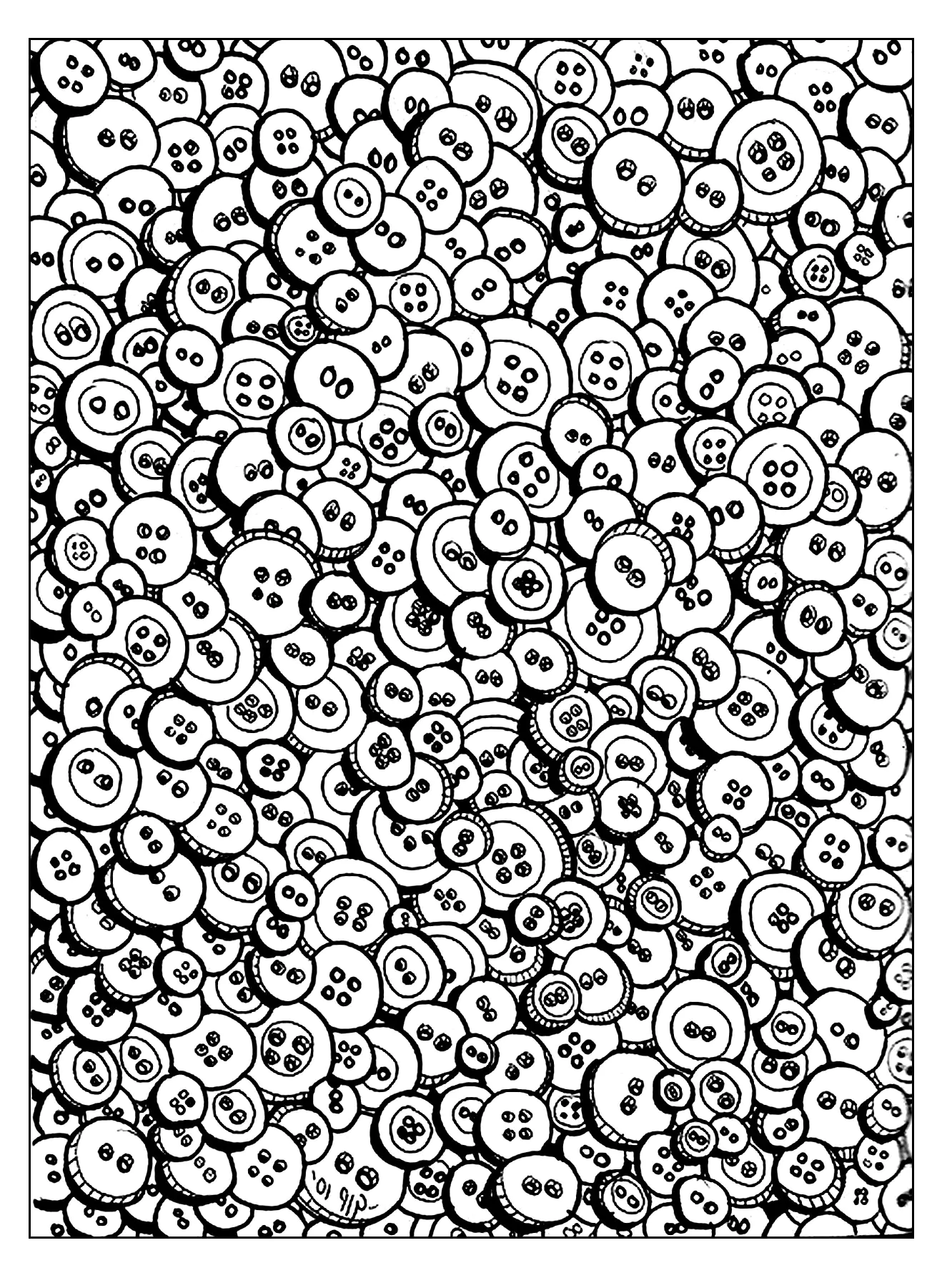 100 boutons (Coloriage Inclassables à imprimer pour adultes)