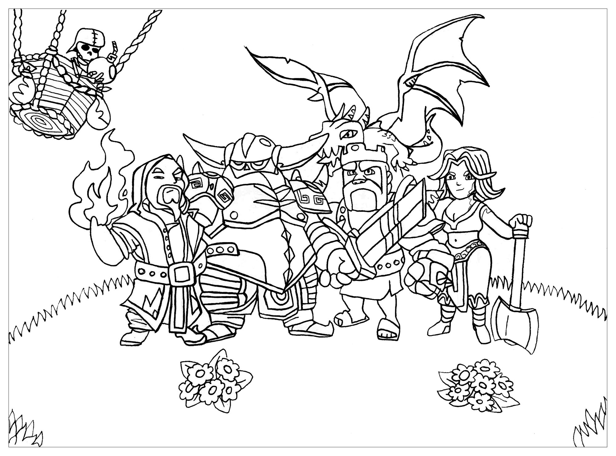 coloriage adulte clash of clan free to print