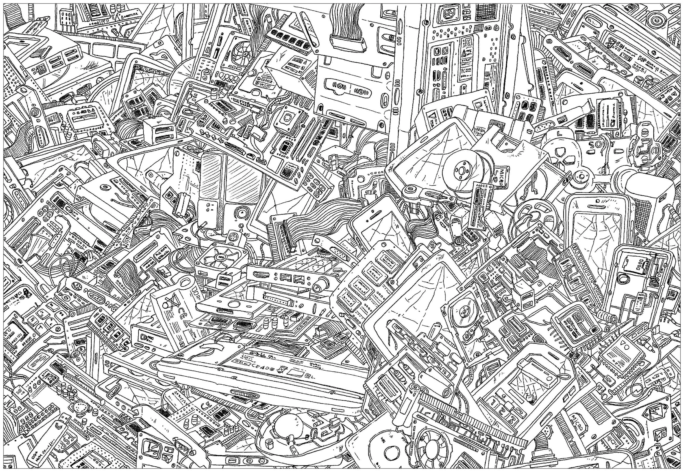 Informatique (Coloriage de Frédéric Brogard à imprimer pour adultes)