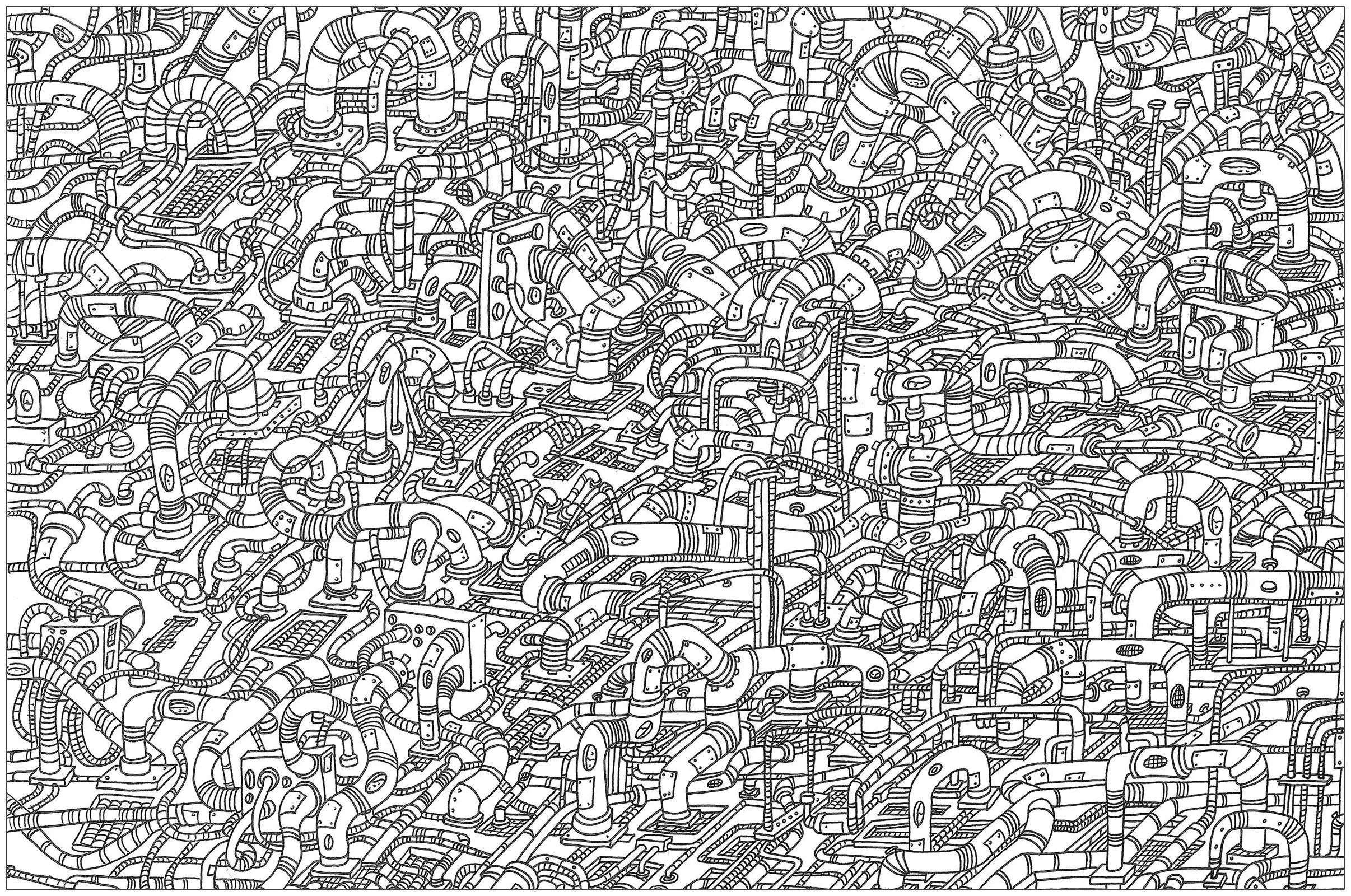Complexe tuyaux (Coloriage Inclassables à imprimer pour adultes)