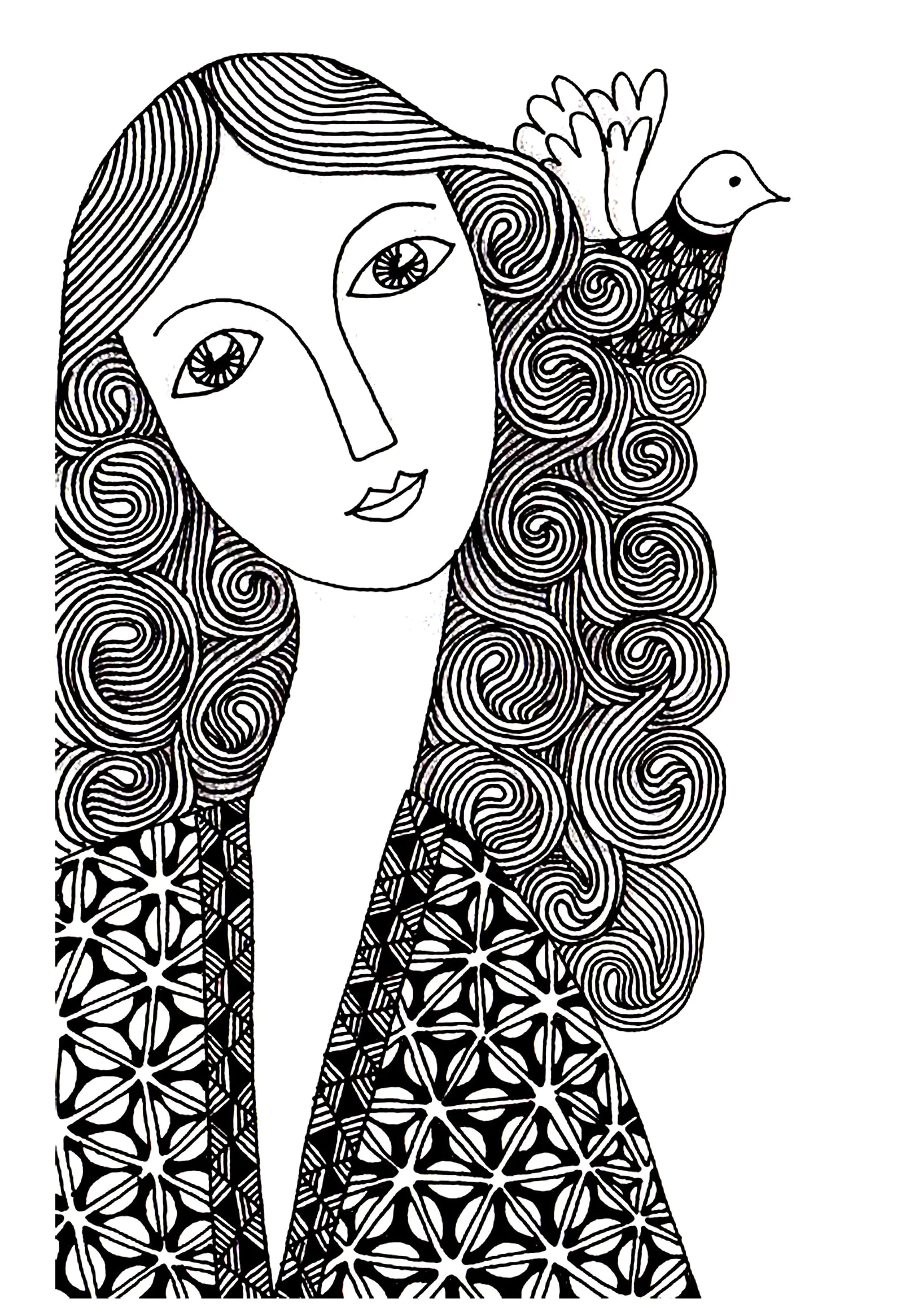 Femme simple (Coloriage Inclassables à imprimer pour adultes)