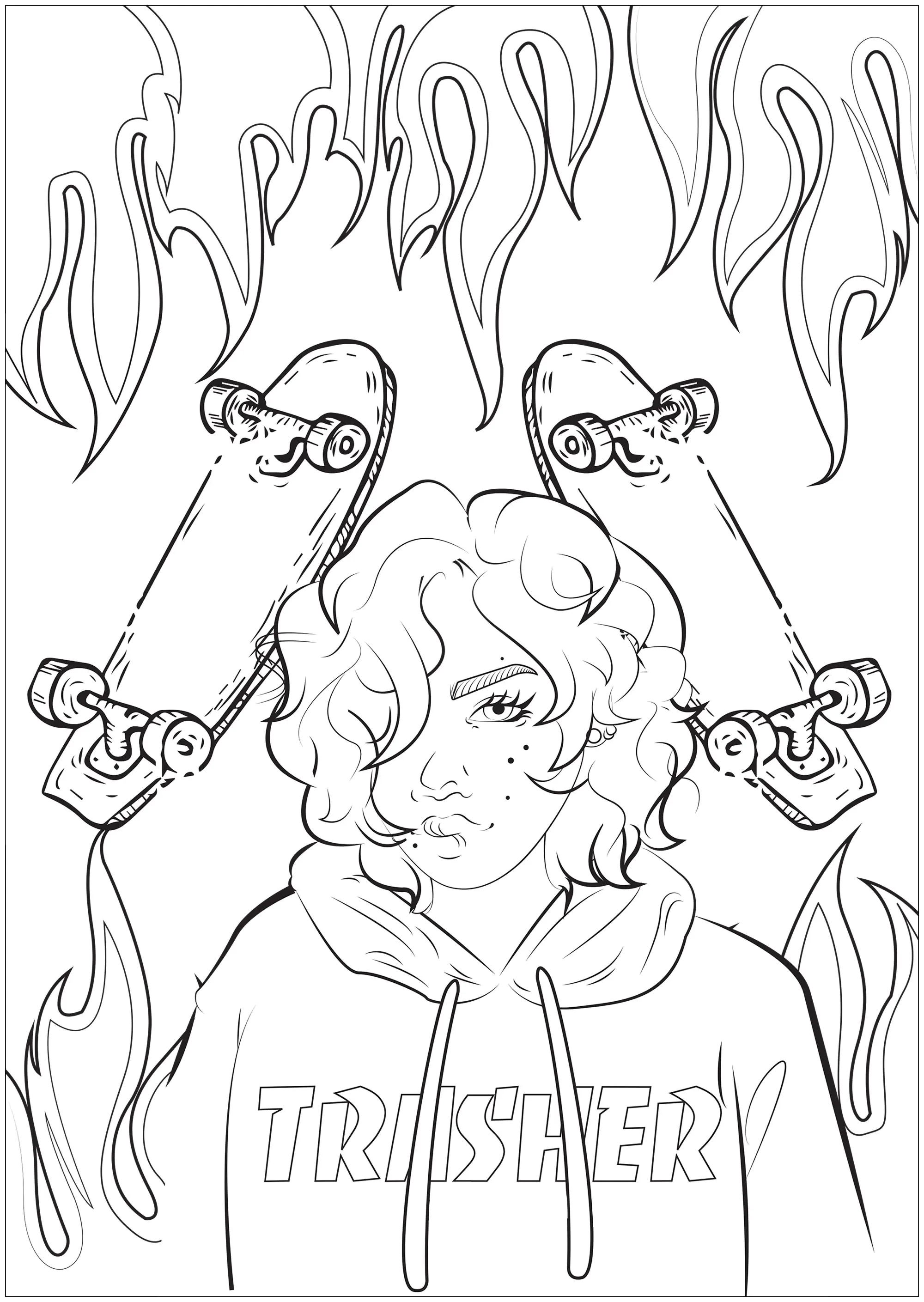 Fille Trasher (Coloriage d'Arwen à imprimer pour adultes)