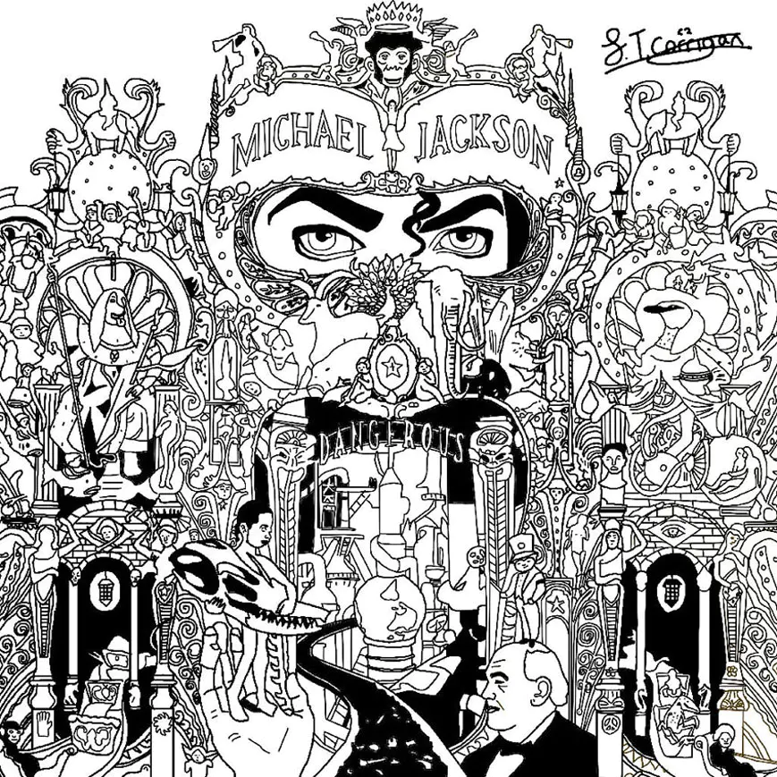 Michael jackson dangerous (Coloriage Inclassables à imprimer pour adultes)