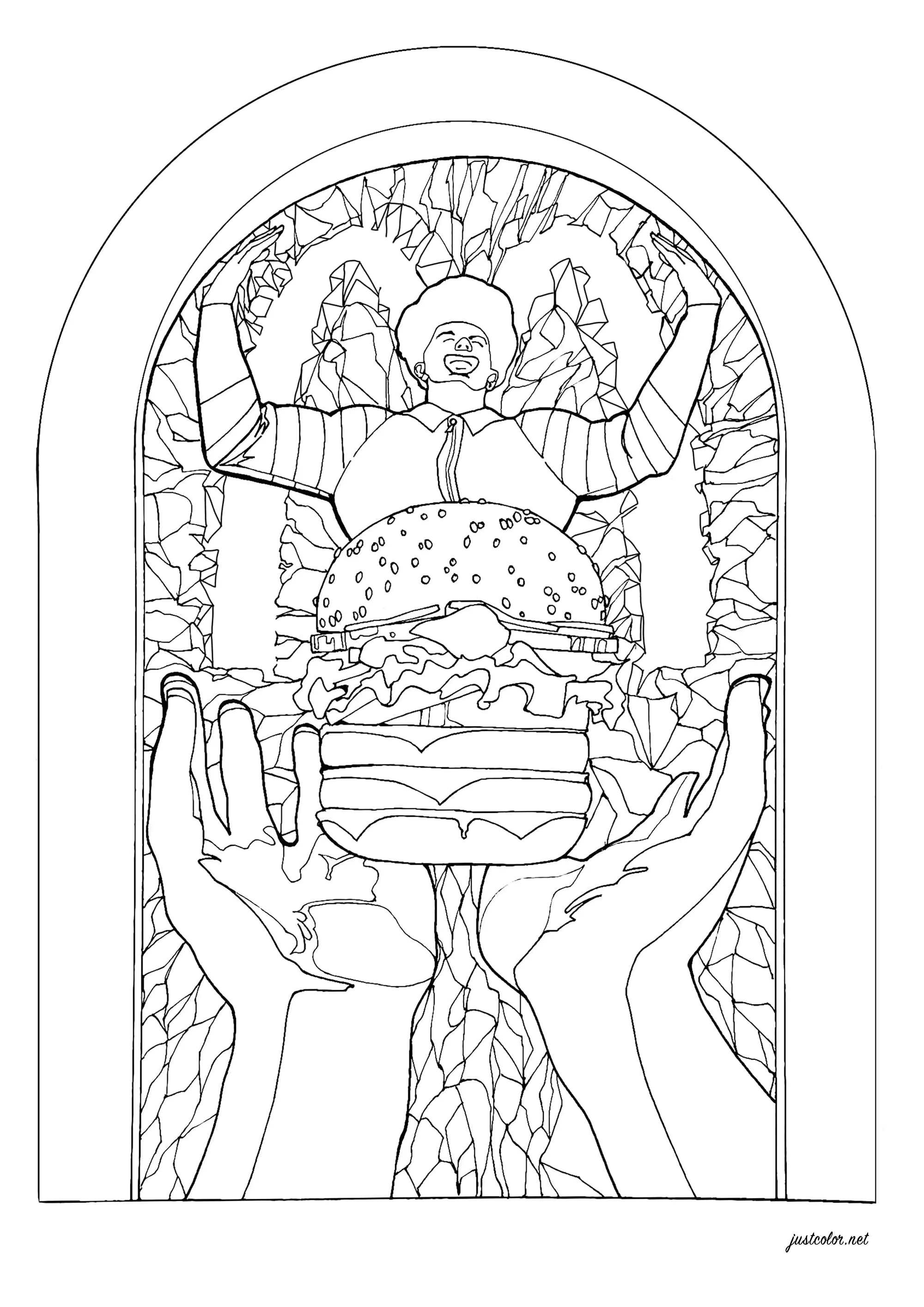 Vitrail McDonald's (Coloriage Inclassables à imprimer pour adultes)