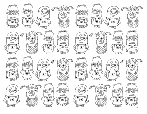 Coloriage tres nombreux minions