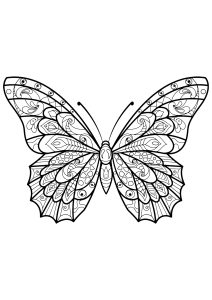 Papillon aux jolis motifs à colorier