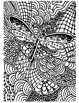 Coloriage d'un Papillon sur formes abstraites mais néanmoins harmonieuses