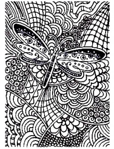 Coloriage adulte difficile papillon 15