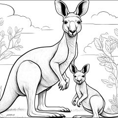 Coloriages de Kangourous à imprimer pour adultes