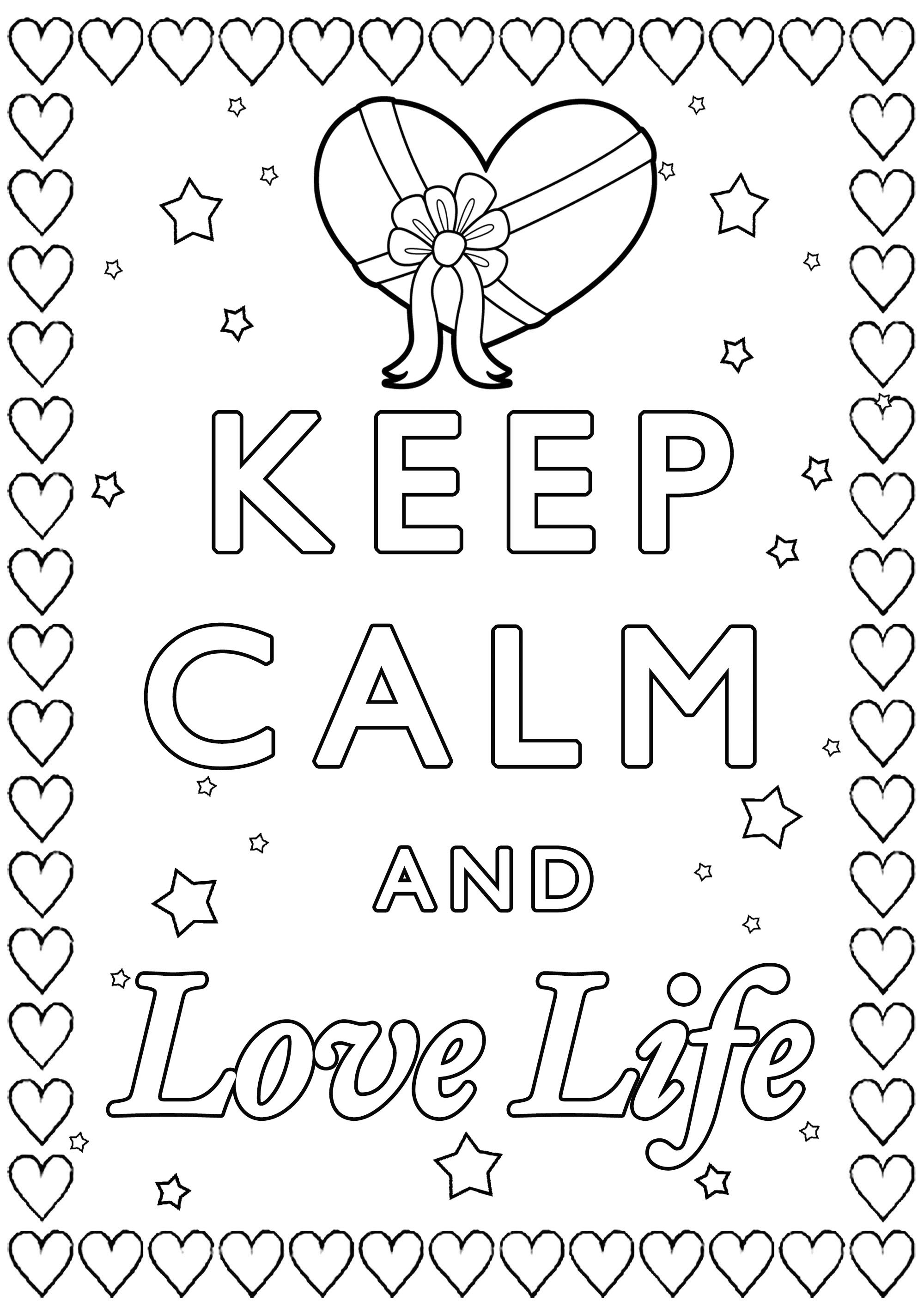 coloriage Keep Calm and Love Life