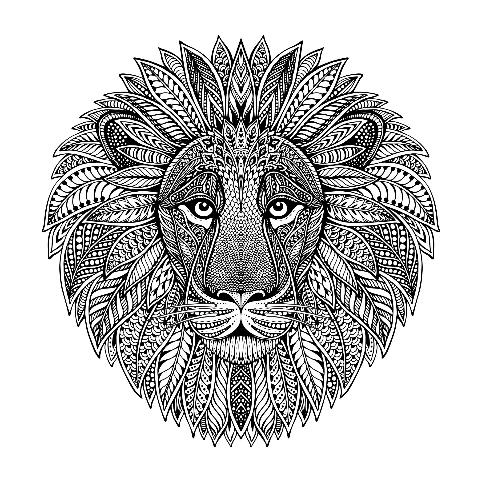 Tête de lion, style Mandala, Artiste : Nadezhda Molkentin   Source : 123rf