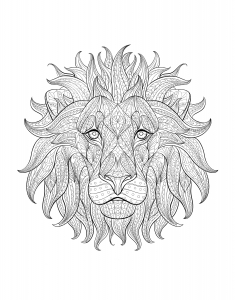 Coloriage adulte tete lion 3