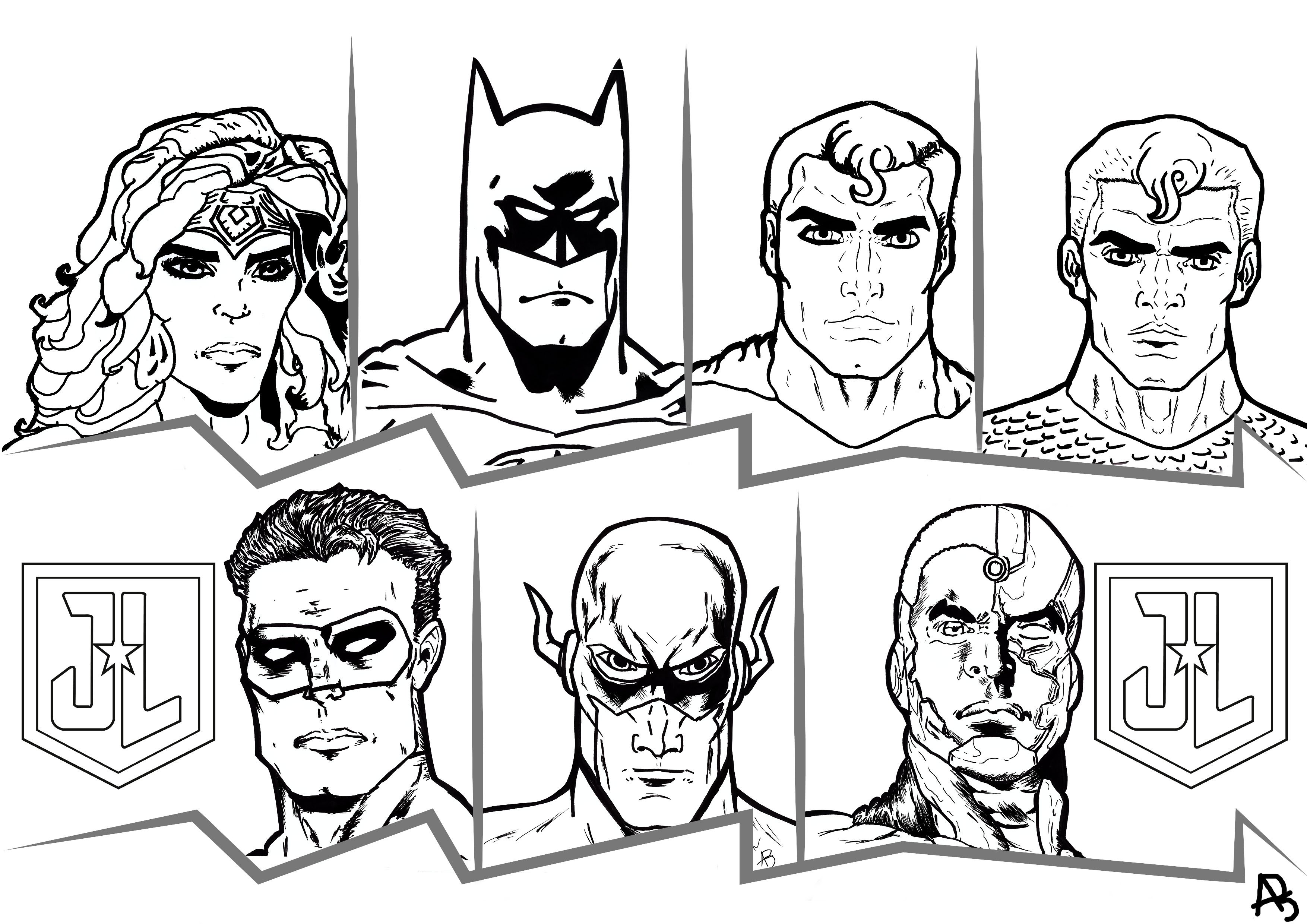 Coloriage inspiré de la Justice League, Artiste : Allan