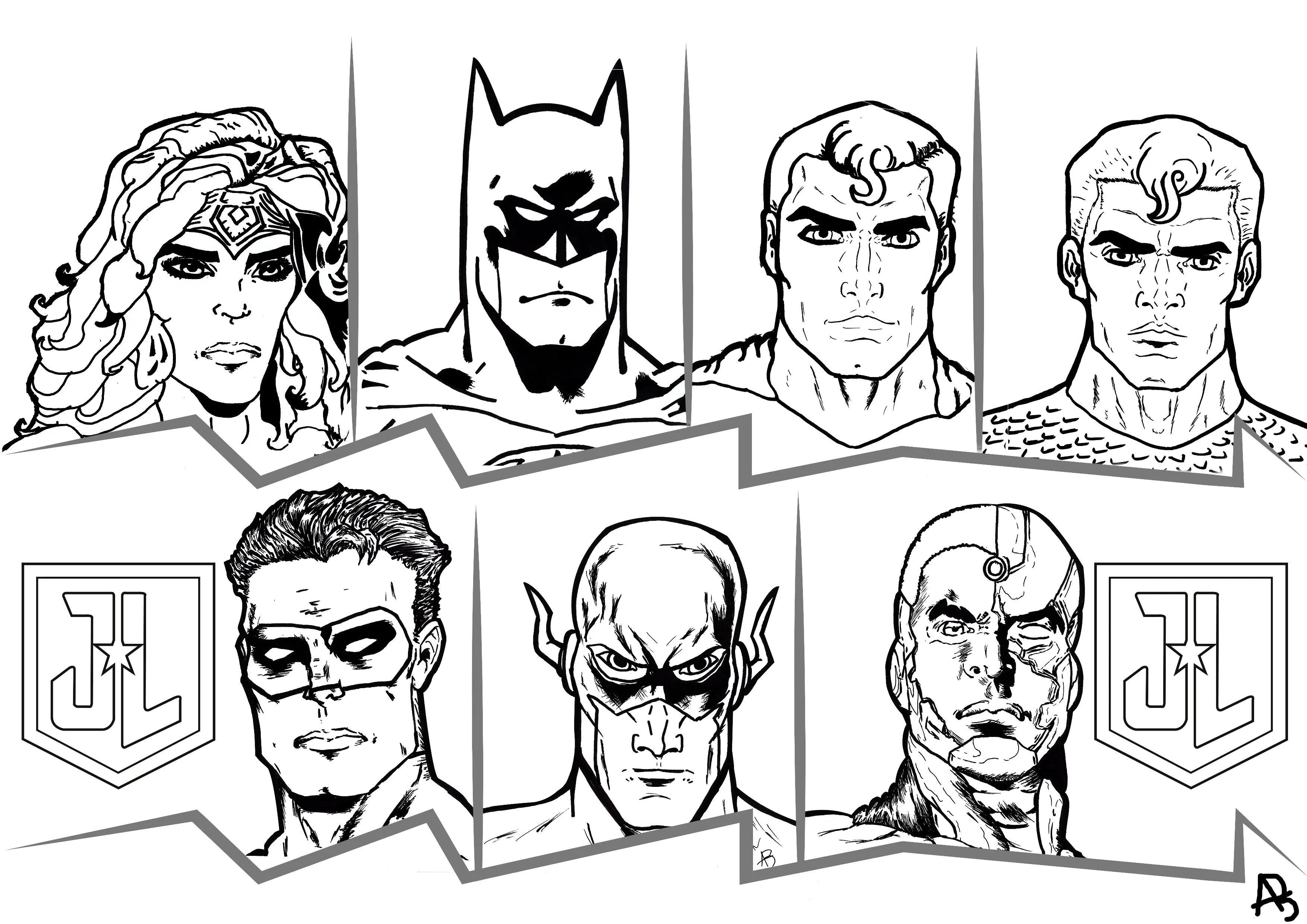 Coloriage avec les personnages de la Justice League (Livres et Comics)