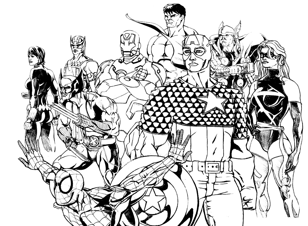 Coloriages des personnages des Avengers, en attente avant une nouvelle bataille ? A Imprimer et colorier