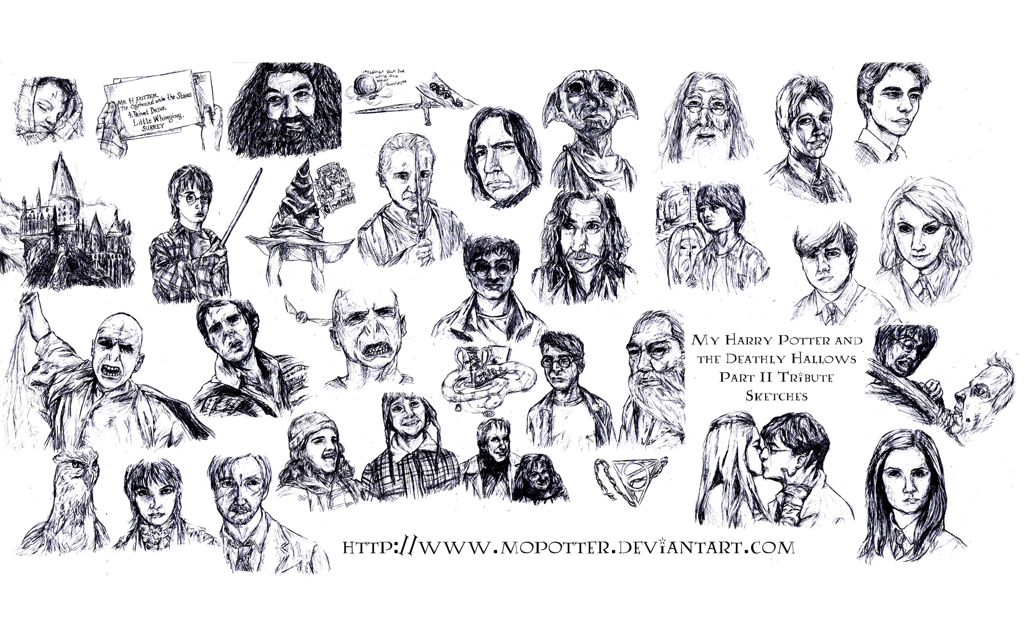 Croquis des héros de la saga Harry Potter (visuels inspirés des films). Chaque personnage peut être coloré, pour vous replonger dans le monde magique de Poudlard !