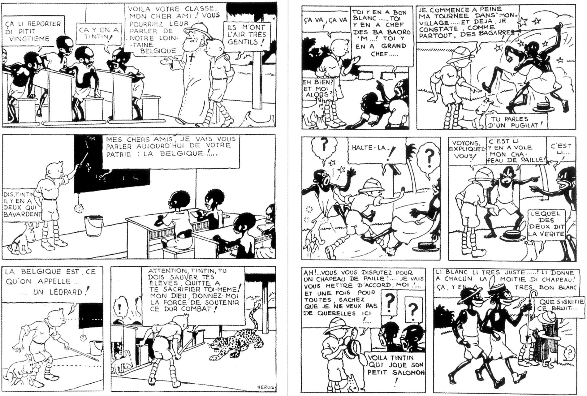 Une planche tirée de Tintin au Congo 1931 offrant l occasion de