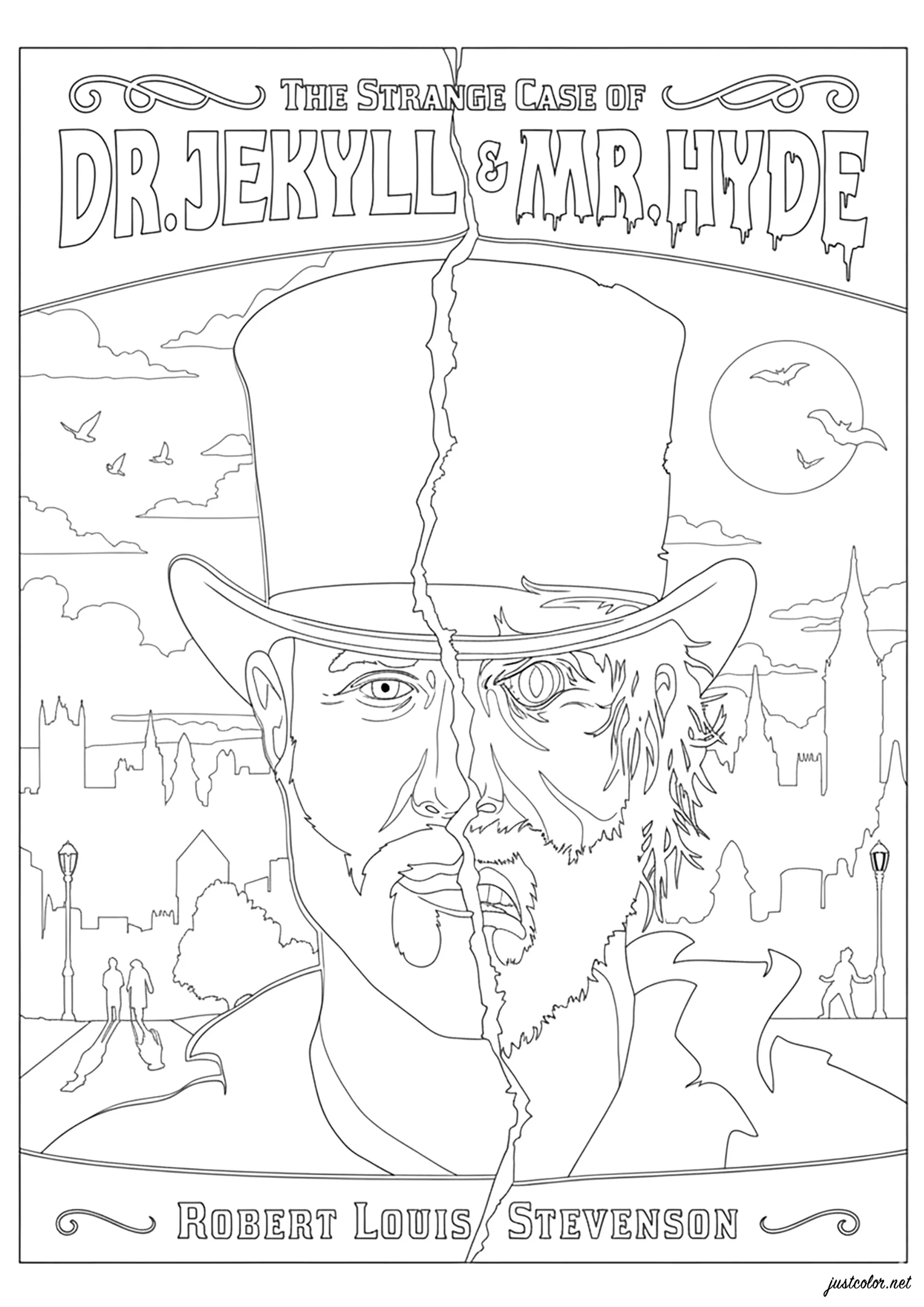 L'Étrange Cas du docteur Jekyll - Robert Louis Stevenson (Coloriage de Livres et Comics à imprimer pour adultes)