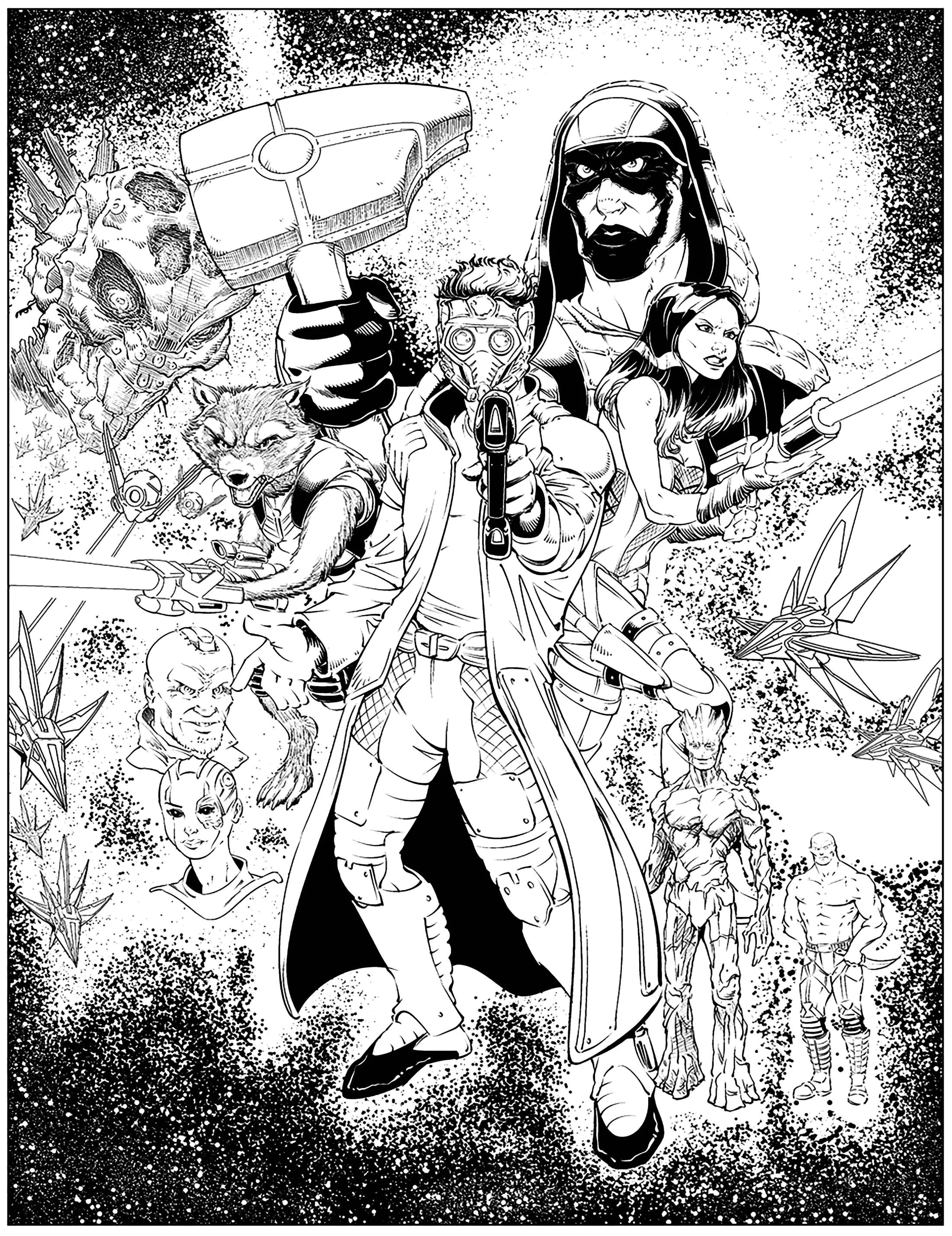 Fan art gardiens de la galaxie fan art will robson (Coloriage de Livres et Comics à imprimer pour adultes)