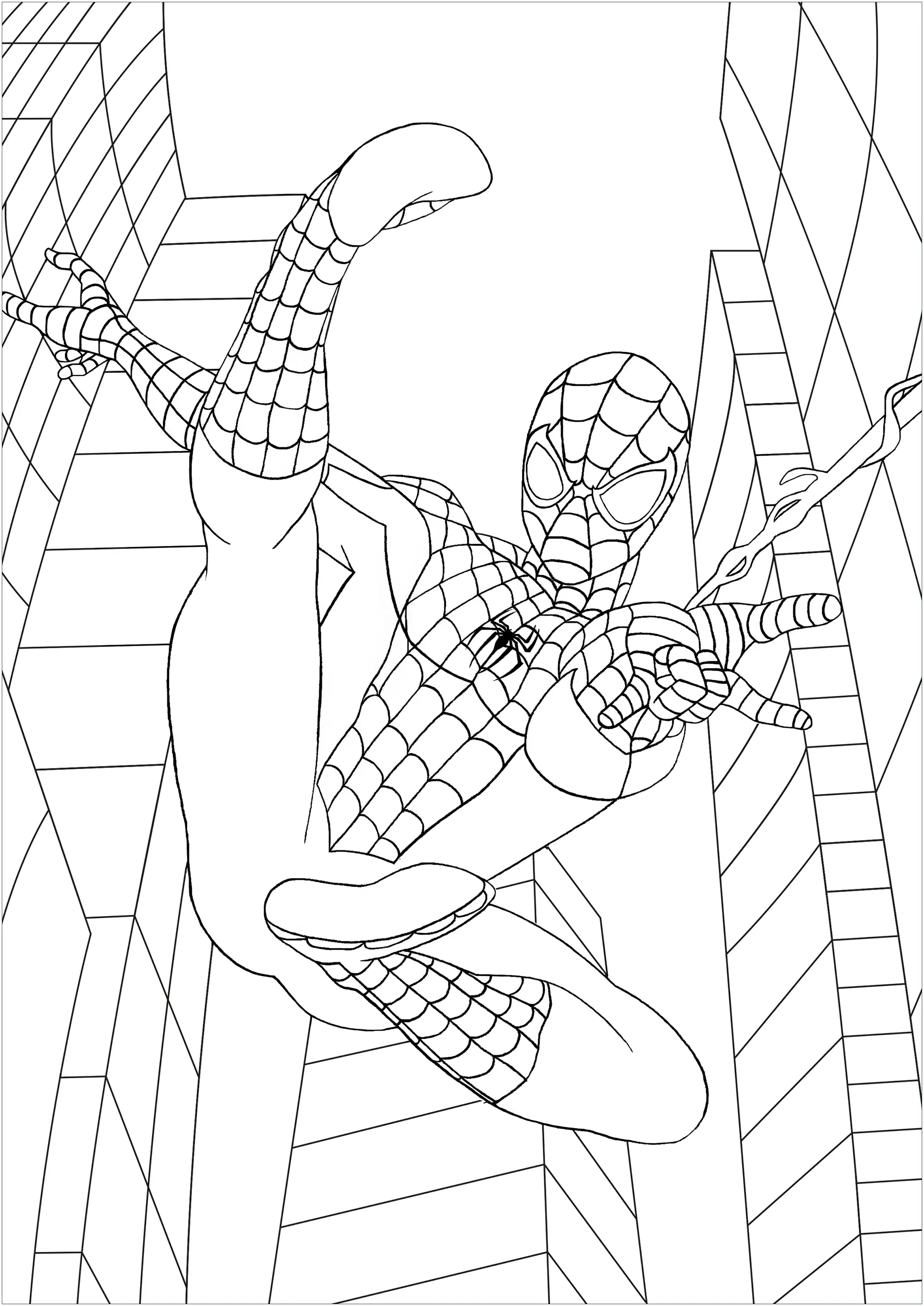 Coloriage fan-art Spider-man à New York (Livres et Comics)
