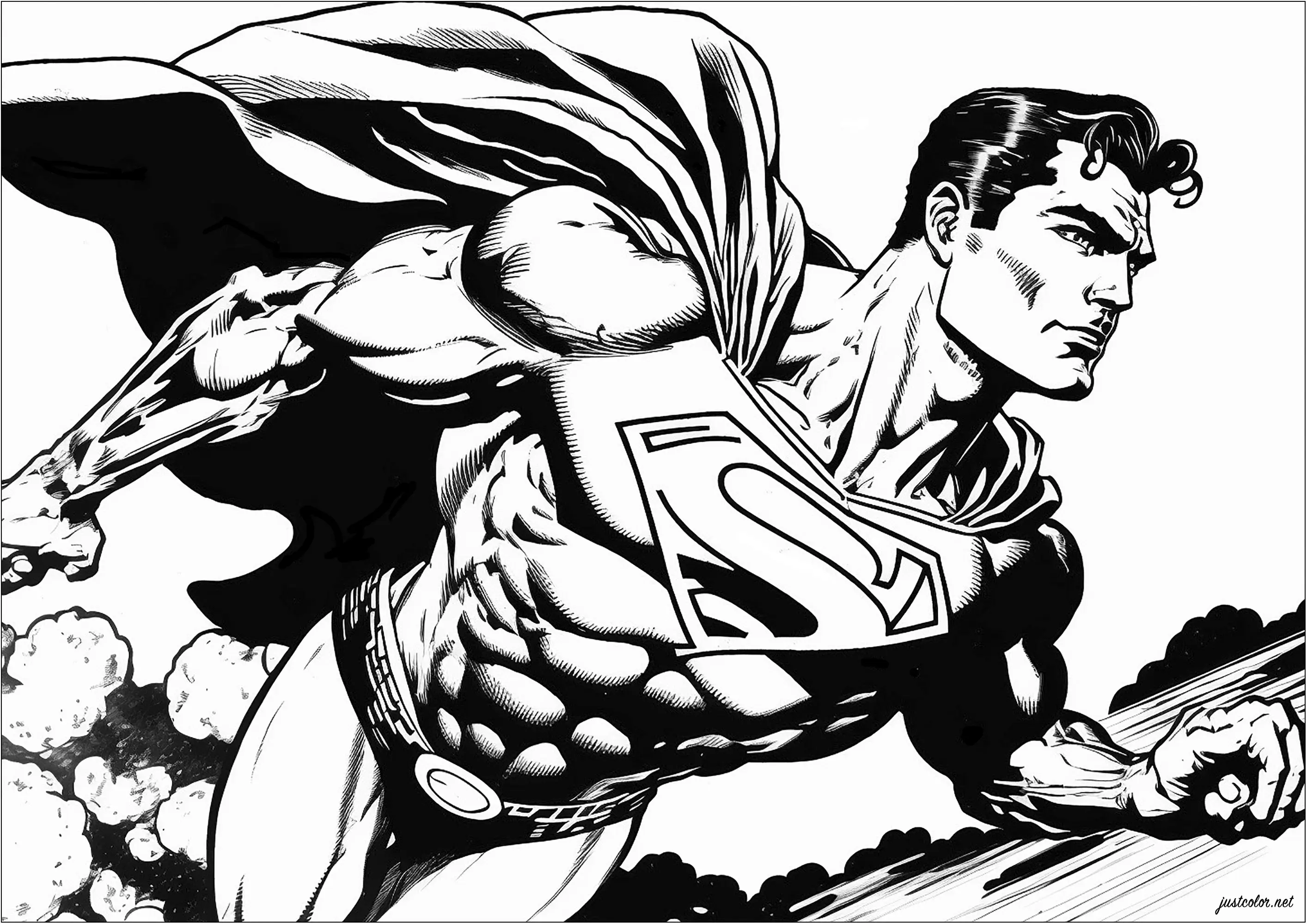 Superman volant - 2 (Coloriage de Livres et Comics à imprimer pour adultes)